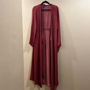 Satin wrap belted dress